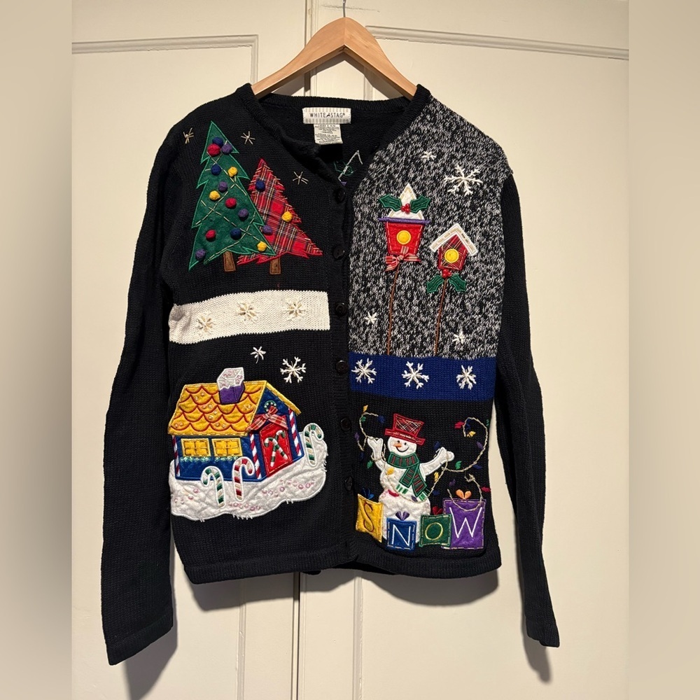 Vintage White Stag Grandma Embellished Christmas Cardigan